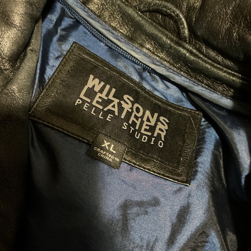 WILSONS LEATHER Pelle Studio Black Leather Full Zip Pocket Womens Jacket XL‎ 90s - Picture 11 of 11